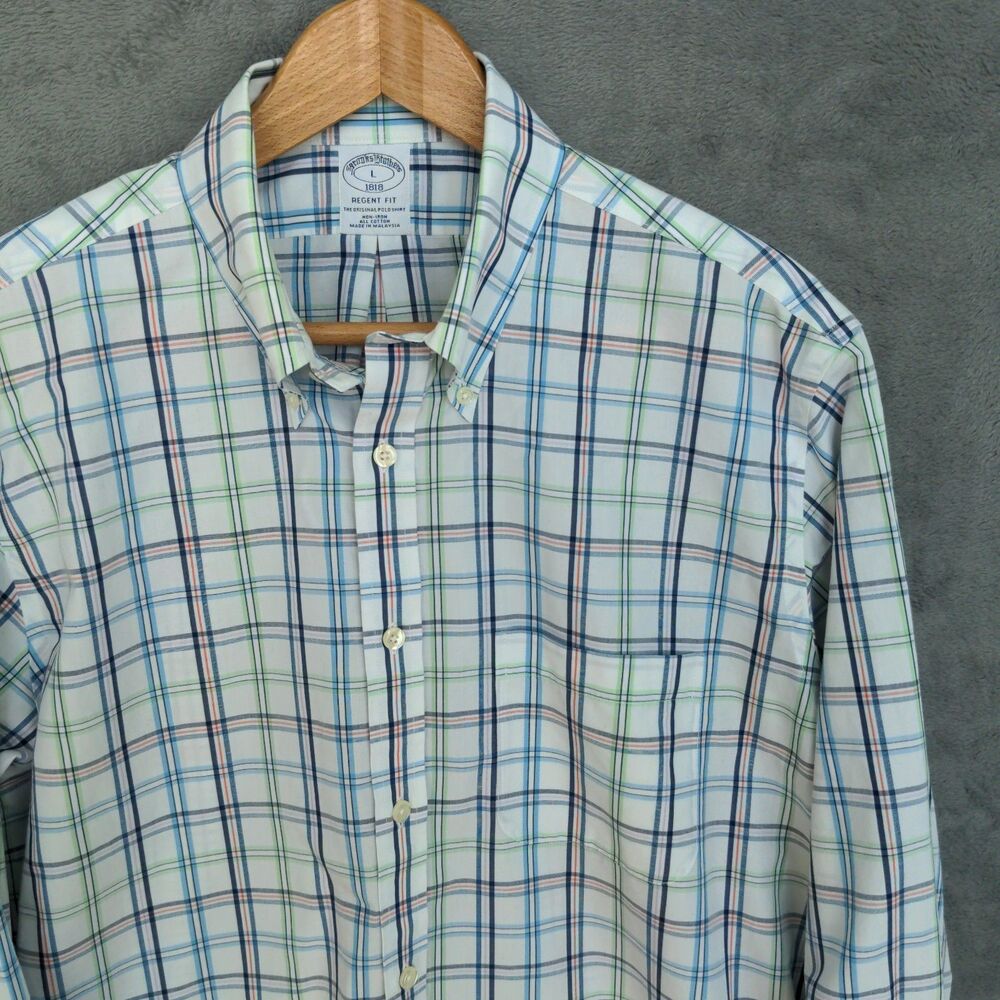 Brooks Brothers Regent Fit Button Down Shirt Men's Large Multi Check Non Iron